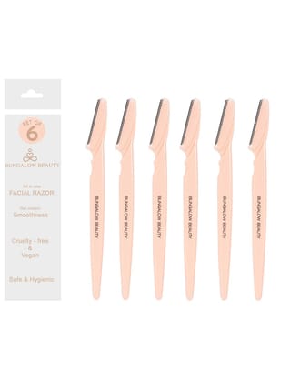 BUNGALOW BEAUTY Facial Razors for Women, Set of 6, Pink - Dibutyl Phthalate Free | Butyl Benzyl Phthalate Free | Di-2-ethylhexl Phthalate Free | Diisononyl Phthalate Free | Phthalic Acid, Bishexyl Ester Free | California Proposition 65 listed