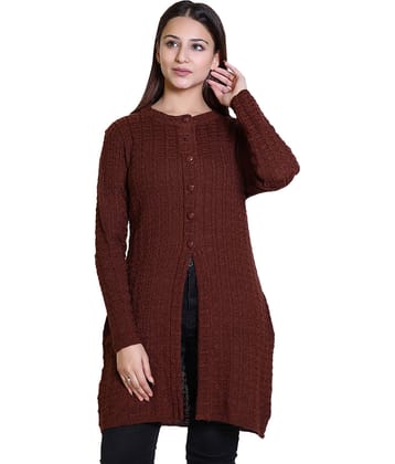Ogarti Woollen Brown Buttoned Cardigans - Single