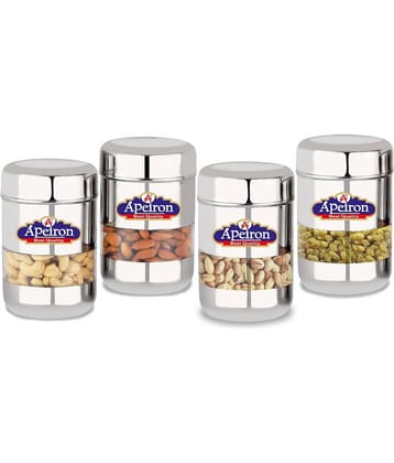 APEIRON - Silver Steel Food Container ( Pack of 4 )