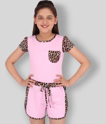 Cutecumber Pack of 1 Girls Polyester Top With Shorts ( Pink )