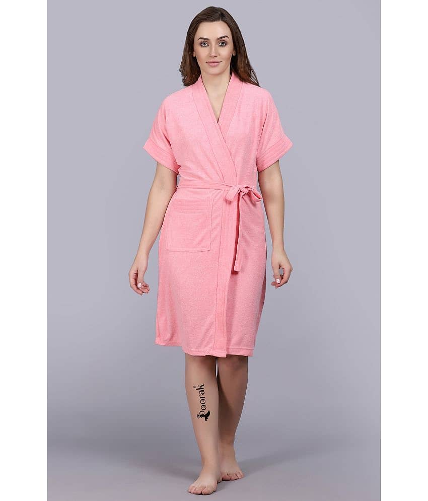 Poorak Pink Free Size Bathrobe ( Pack of 1 )