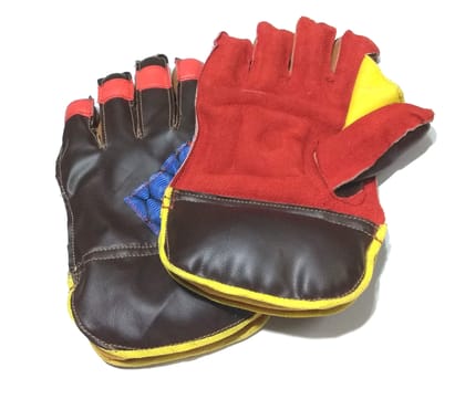 Nawani Wicket Keeping Gloves. Leather Gloves for Cricket, Color As per Availability,