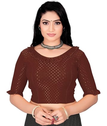 DELTIN HUB Brown Readymade without Pad Silk Blend Women's Blouse ( Pack of 1 )