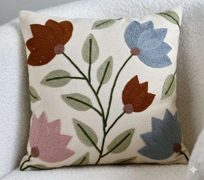 Nature Craaft Hand Embroidered Cotton Cushion Cover 2 Pc