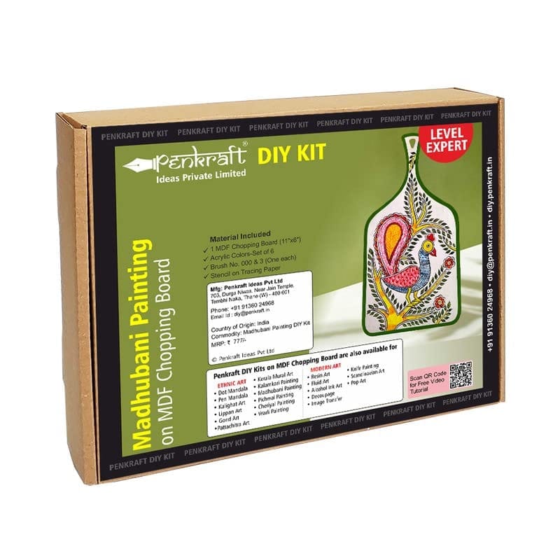 Penkraft Madhubani Painting on Chopping Board DIY Kit | Free Video Tutorial