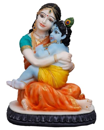 Sri Krishna Culture Polyresin and Marble Yashoda and Krishna Idol Five Point Five Inches Multicolour Showpiece for Home