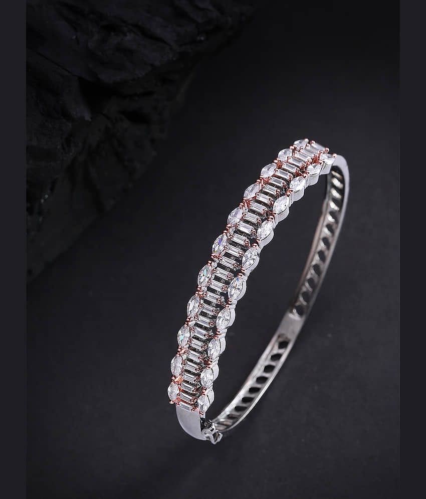 Priyaasi Beautiful American Diamond Rhodium-Plated Bracelet for Women