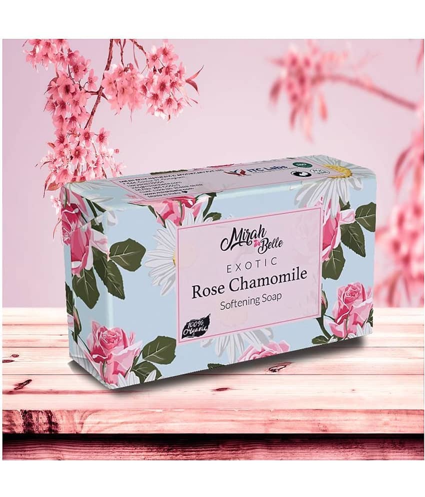 Mirah Belle - Organic Rose Chamomile Softening Soap 125gm - For Dry & Cracked Skin - Helps Makes Skin Soft & Smooth- Handmade Soap
