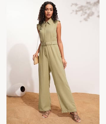 Tokyo Talkies Women Polyester Jumpsuit ( Beige )