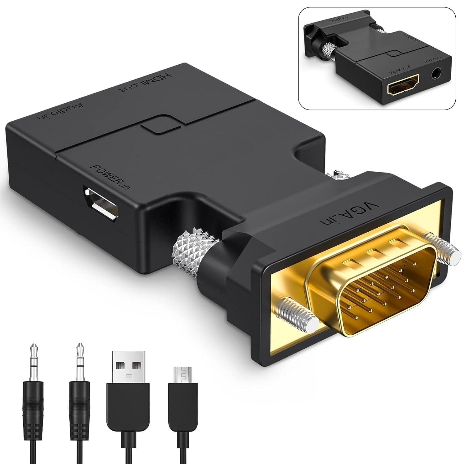 VGA to HDMI Adapter Converter with Audio,(PC VGA Source Output to TV/Monitor with HDMI Connector)
