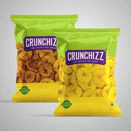 CRUNCHIZZ Authentic Kerala Style Yellow Banana Chips COMBO PACK I Raw Banana (Salty) & Ripe Banana (Sweet) I Traditional South Indian Recipe I No Artificial Additives I Perfect Munchy Bites I Pack of Two I 150 Grams Each I Total 300 Grams CRUNCHIZZ Authentic Kerala Style Yellow Banana Chips COMBO PACK I Raw Banana (Salty) & Ripe Banana (Sweet) I Traditional South Indian Recipe I No Artificial Additives I Perfect Munchy Bites I Pack of Two I 150 Grams Each I Total 300 Grams