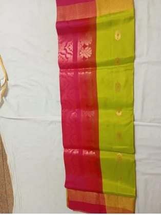 PKS-010- Green-reddish pink soft silk saree