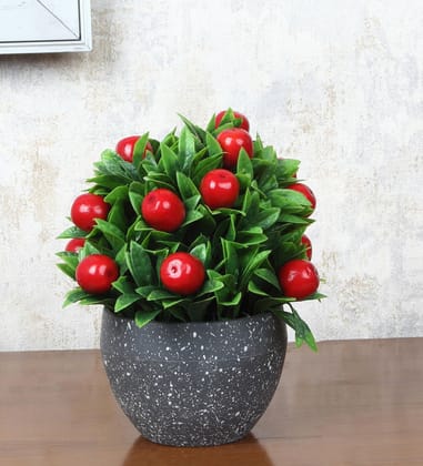 Foliyaj Artificial Red Apple Plant with Pot |Artificial Plants for Home Decor| Indoor Artificial Plants for Living Room|Potted Artificial Plants