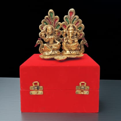 Showpiece Aluminium Laxmi Ji Sitting On Peacock (ASMAS367 G)
