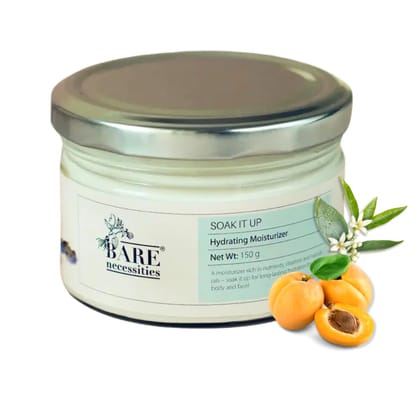 Bare Necessities Soak it Up Natural Moisturizer for Face & Body | Lightweight, Long-Lasting Hydration with Vitamin E & Jojoba Oil | Soft & Glowing Skin | Non-Comedogenic | For All Skin Types | 150g Bare Necessities Soak it Up Natural Moisturizer for Face