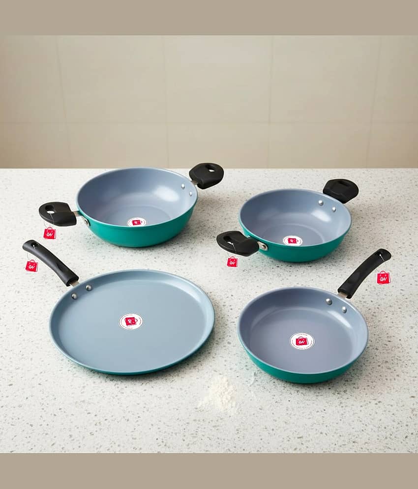 LAZYWINDOW Non Stick Iron Cookware Sets FryPan,Kadhai's&Tawa