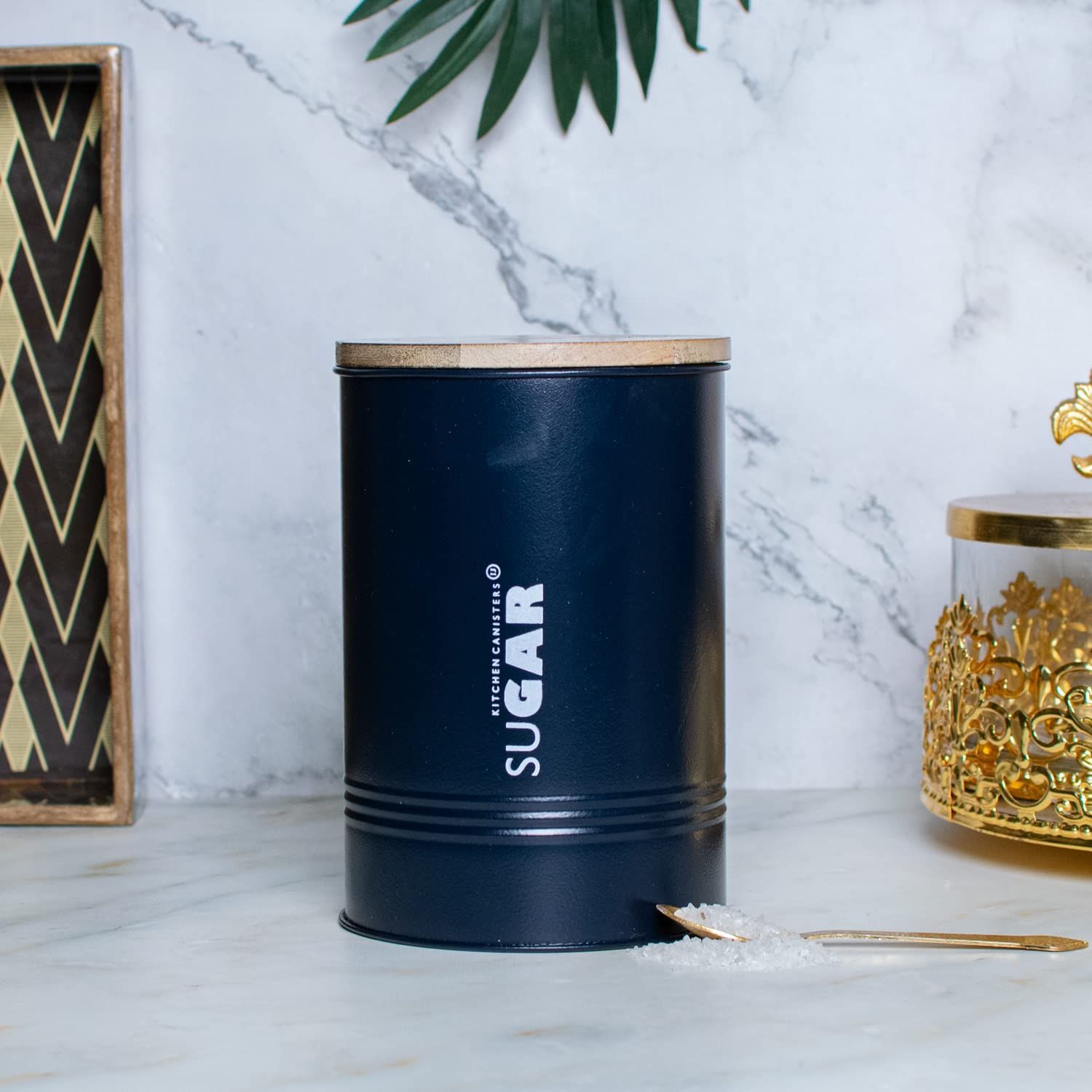 Craftlayout TIN Sugar Canister, Blue 900 Ml