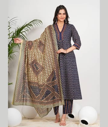 Yash Gallery Cotton Printed Kurti With Pants Women's Stitched Salwar Suit - Maroon ( Pack of 1 )