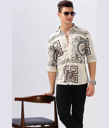 BULLMER Cotton Trendy Regular Fit Striped Causal Full Sleeve Shirt For Men_Beige3