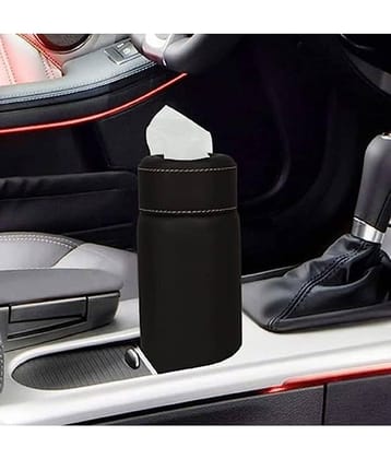 Car Tissue Dispenser Leather Black