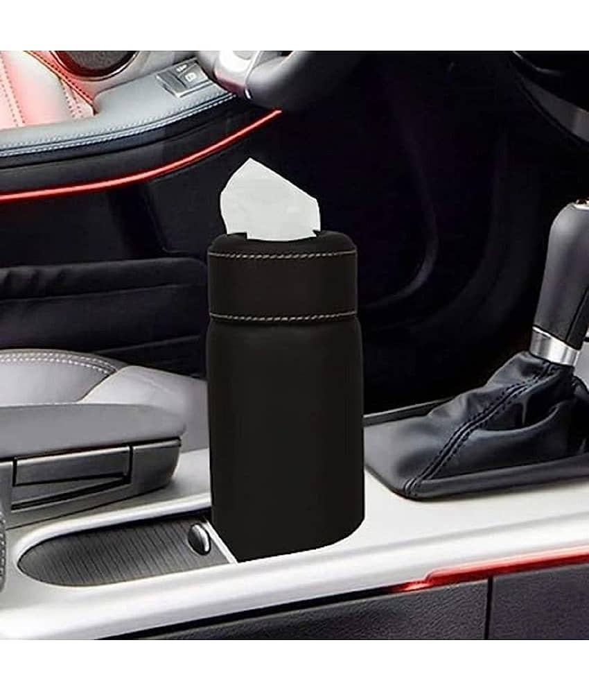 Car Tissue Dispenser Leather Black