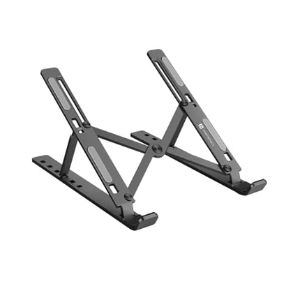 Portronics My Buddy K Portable Foldable Laptop Stand | Adjustable Height Ergonomic Laptop Riser | Heat Dissipation | Compatible with Laptops & MacBooks | Lightweight Desk Stand (Random Color)