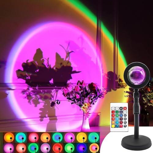 Lamp Projector 16 Color LED Light Desk Lamp Rainbow Night Light 360° Rotation Romantic Mood Sunlight for Bedroom,