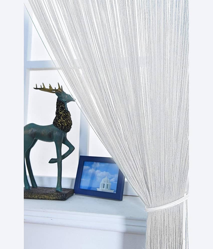 YUTIRITI Single Door Ring Rod Polyester Curtains White