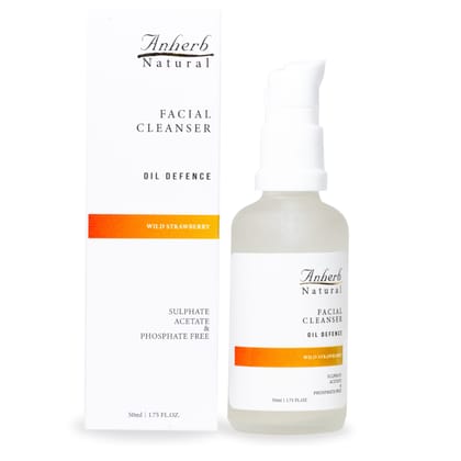 Anherb Natural Oil Defence, Gel based Facial Cleanser, Wild Strawberry's Antibacterial properties - 50ml