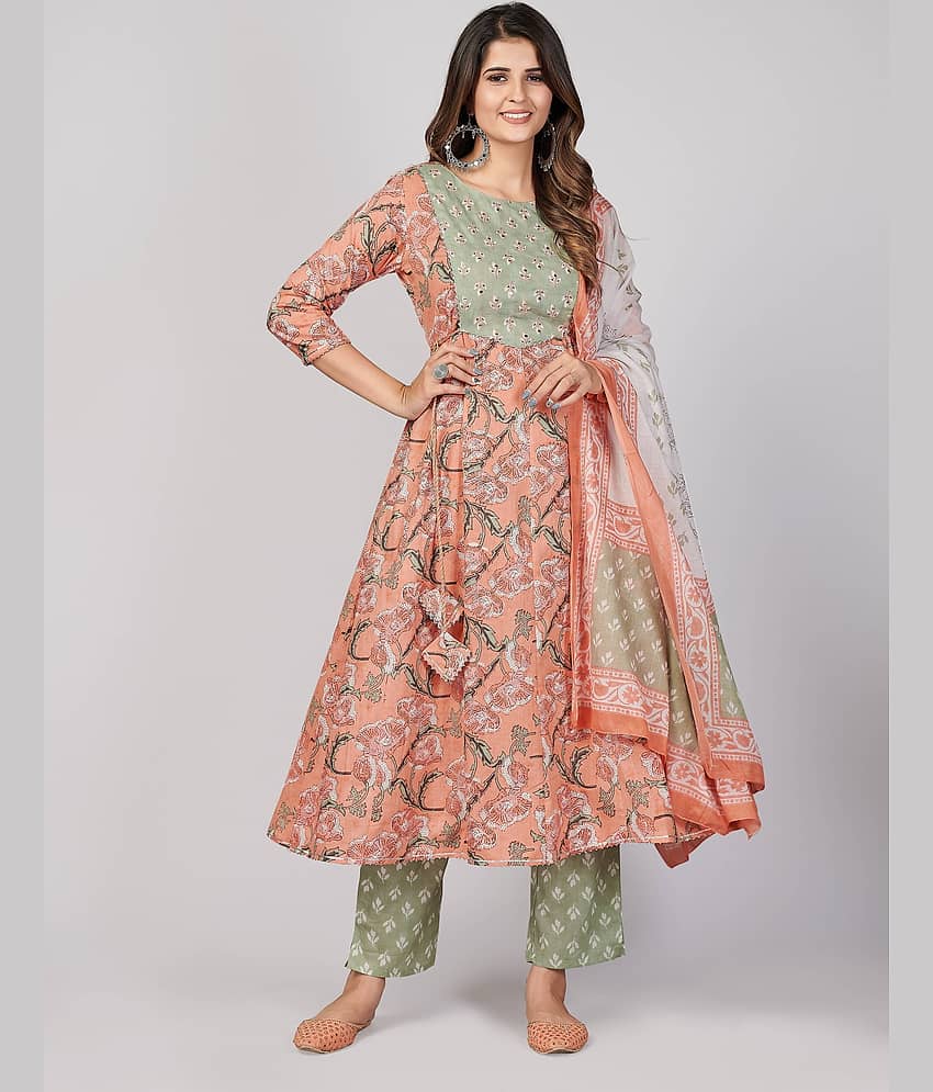 Vbuyz - Mauve Anarkali Cotton Women's Stitched Salwar Suit ( Pack of 1 )