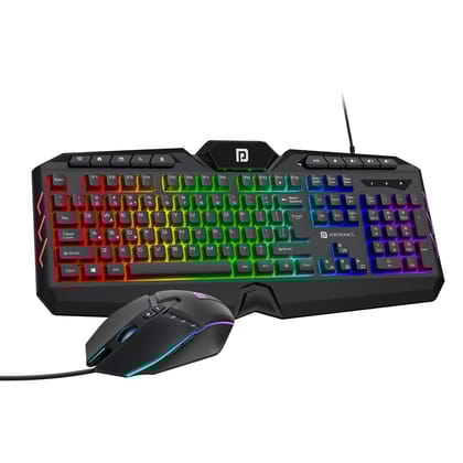 Portronics Ki-Pad 5 Wired Gaming Keyboard Mouse Combo, 7-Button Mouse Control, Anti-Ghosting - Black