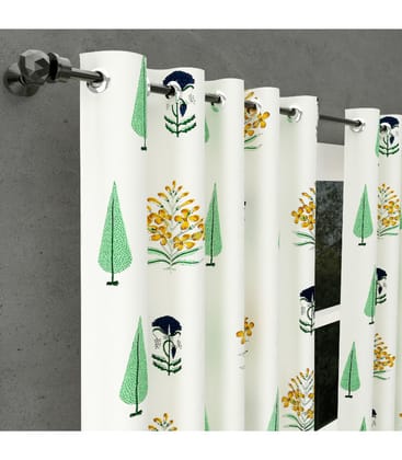 Vintage Flora Cotton Curtains  Hand Block Printed Elegance. ( 7 feet )