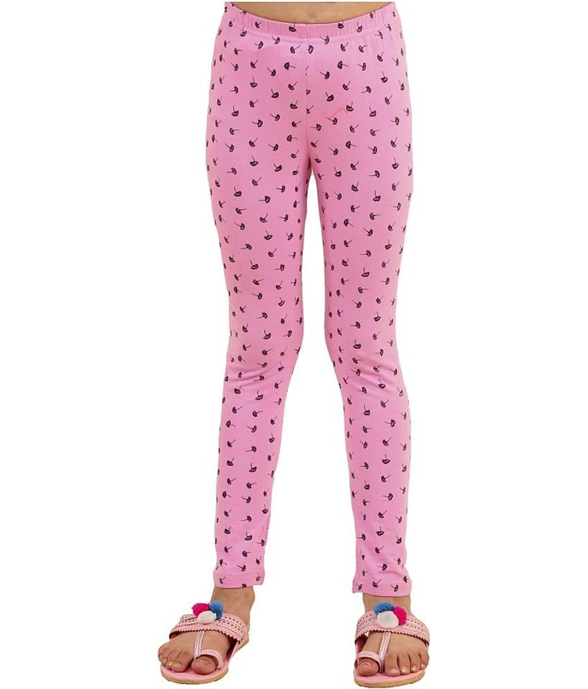 Kids Cave Pack of 1 Girls Cotton Blend Leggings ( Pink )