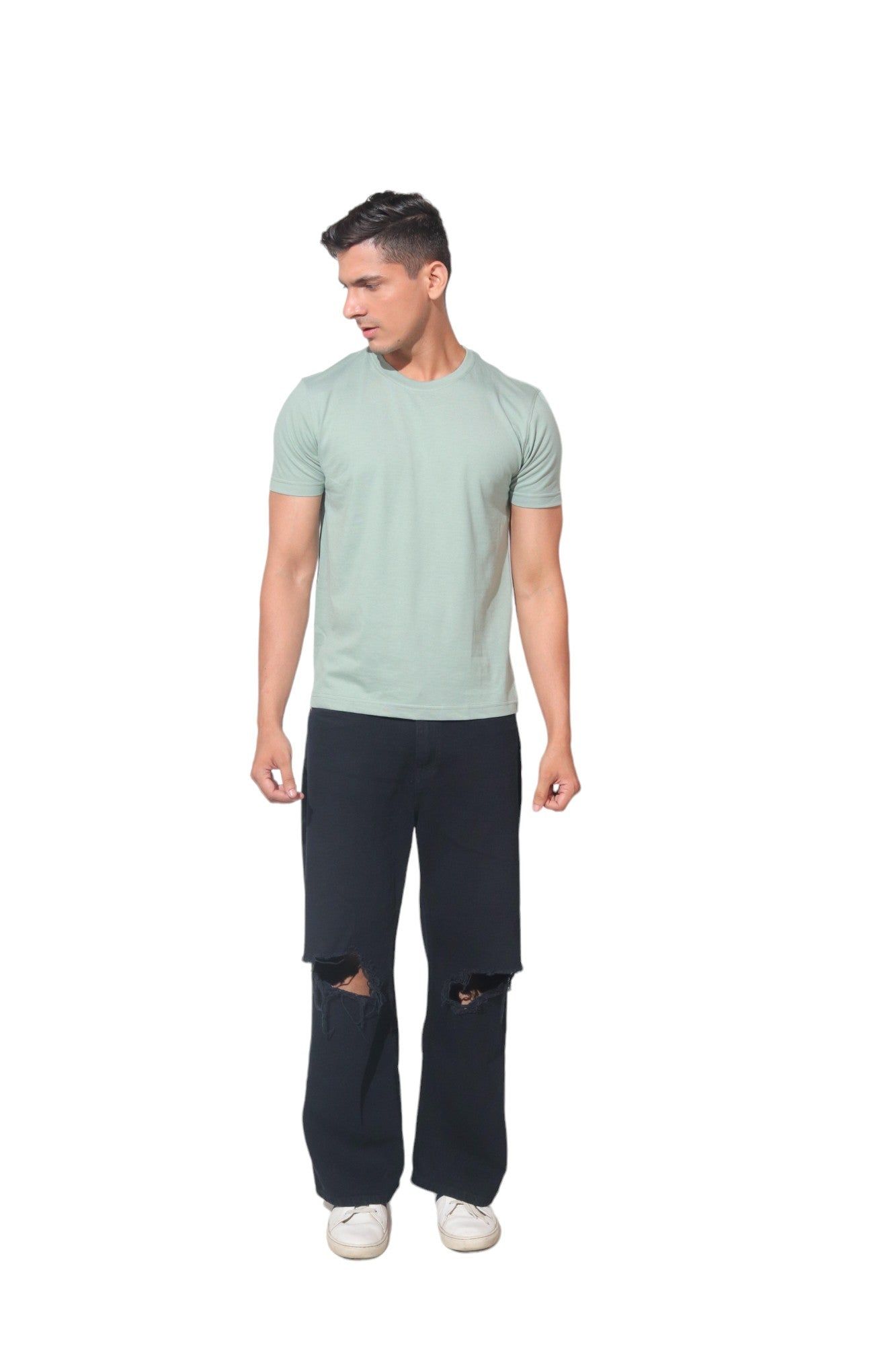 Kinnko Premium Cotton Mens Plain T-Shirt Pistachio Green