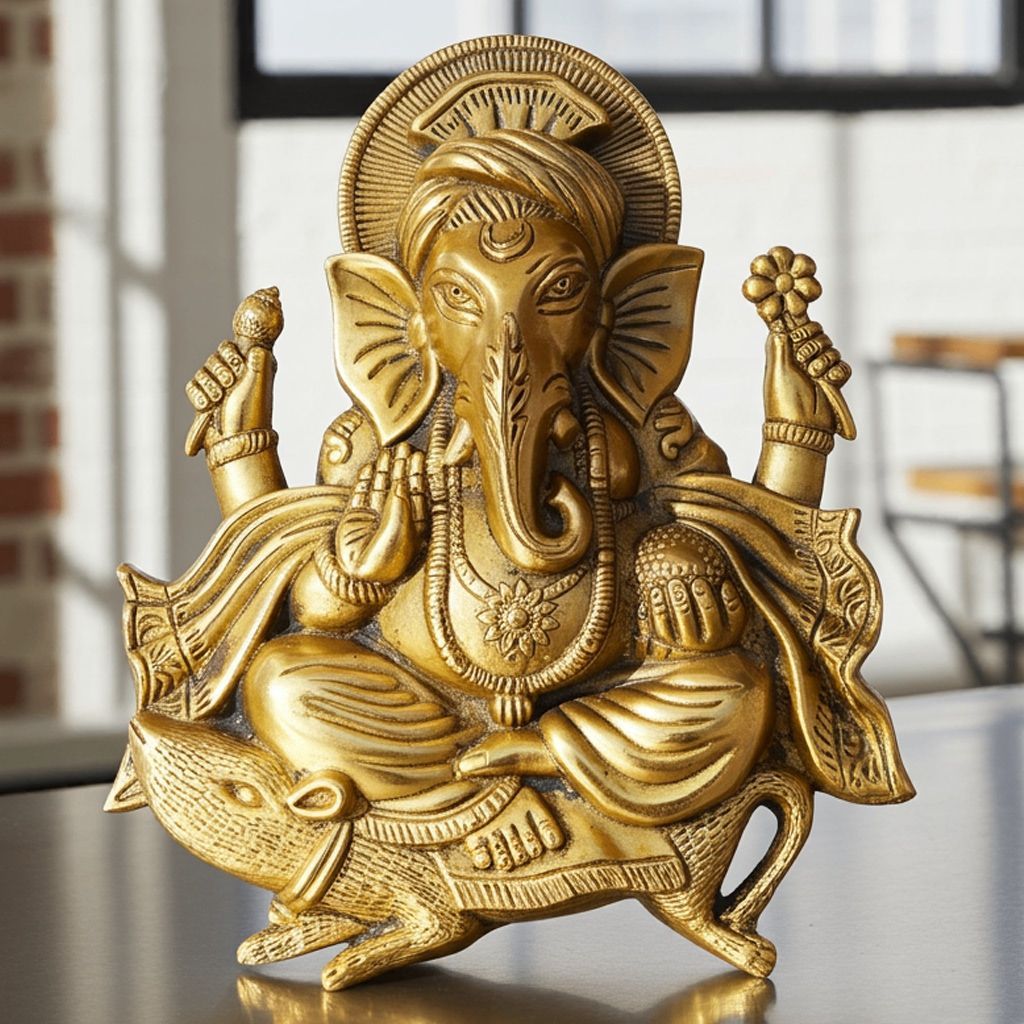 Aluminium  Showpiece Chuha Ganesh Hanging (ASMAS340 G)
