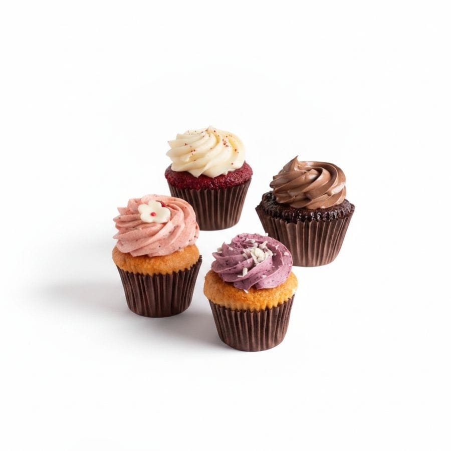 Assorted Gourmet Cupcakes - 100 gm - Pack of four assorted cupcakes