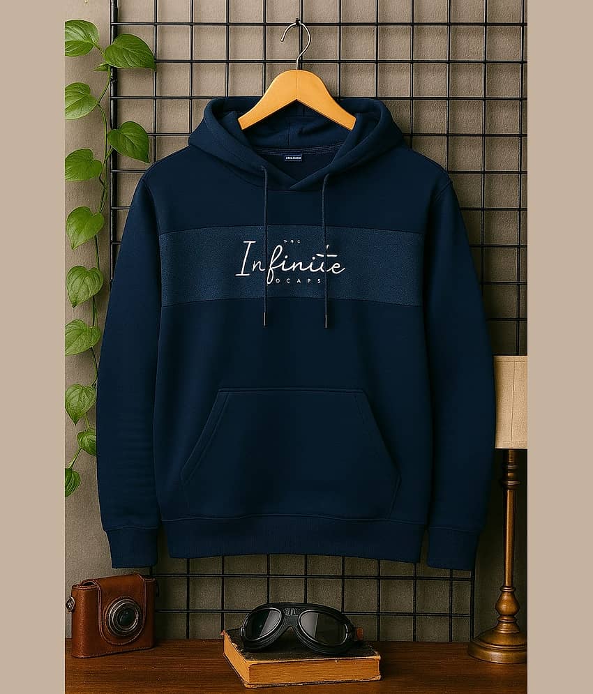 AUSTIVO Fleece Hooded Men's Sweatshirt - Navy ( Pack of 1 )