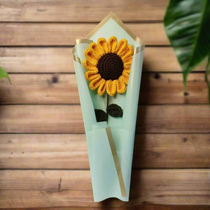 Handmade Crochet Flowers Completely Hand Woven Sunflower, Knitted Bouquet Packing for Decoration, Table Decoration, Home Decoration, Gifting Pack-1 Handmade Crochet Flowers Completely Hand Woven Sunflower, Knitted Bouquet Packing for Decoration, Table Decoration, Home Decoration, Gifting Pack-1