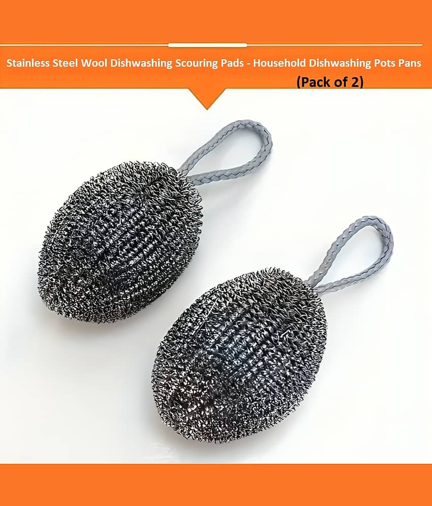 Multi Deal Stainless Steel Wool Dishwashing Scouring Pads - Household Dishwashing Pots Pans (Pack of 2)
