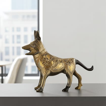 Brass Showpiece Dog Statue (ANMAS051 A)
