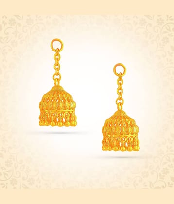 LUV FASHION Golden Jhumki Earrings ( Pack of 1 )
