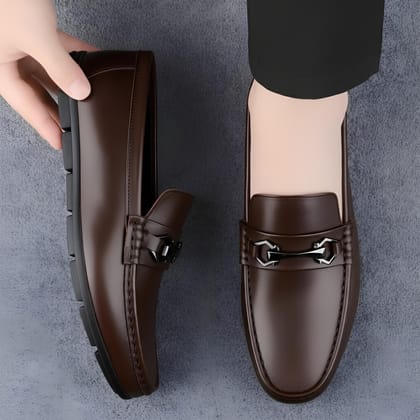WUGO::Latest Trendy Brown Men’s Casual Loafers | Stylish Brown Casual Slip-On Daily Wear Shoes | Comfortable Brown Driving Shoes for Men & Boys