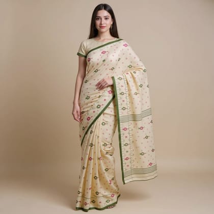 Handloom Bengal Cotton Saree | Sage Green Handloom Bengal Cotton Saree | Sage Green
