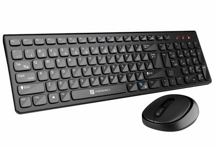 Portronics Key7 Combo Wireless Keyboard & Mouse Set with 2.4 GHz USB Receiver, 10m Working Range, 12 Shortcut Keys, Adjustable DPI, 10 Million Key Life & Click Life for PC, Laptop, Mac