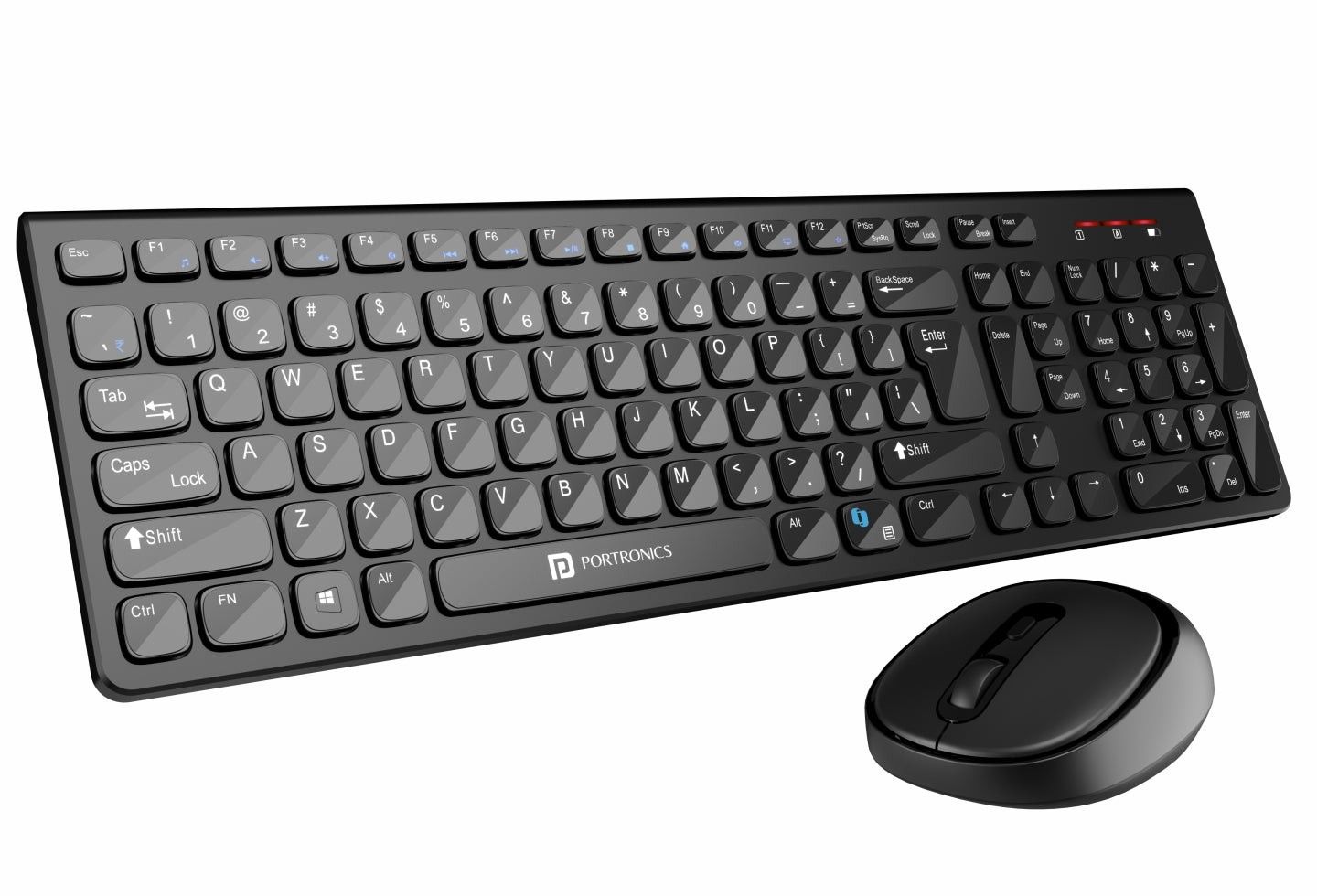 Portronics Key7 Combo Wireless Keyboard & Mouse Set with 2.4 GHz USB Receiver, 10m Working Range, 12 Shortcut Keys, Adjustable DPI, 10 Million Key Life & Click Life for PC, Laptop, Mac