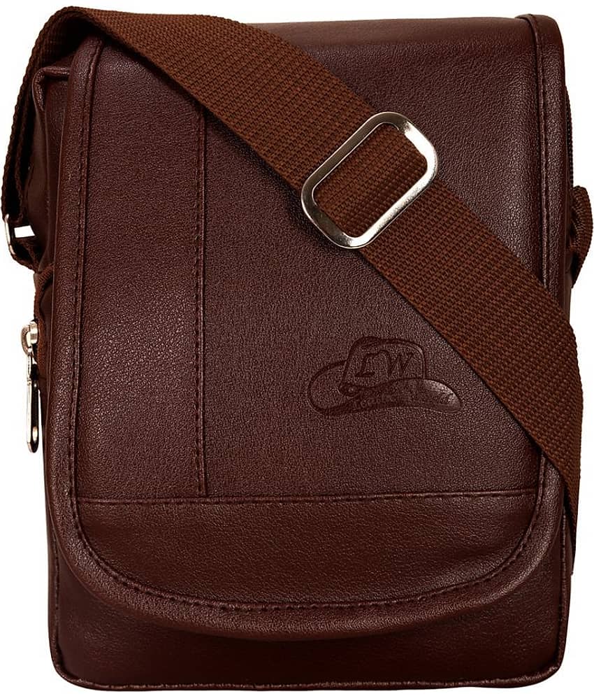 Leather World - Maroon Solid Messenger Bags
