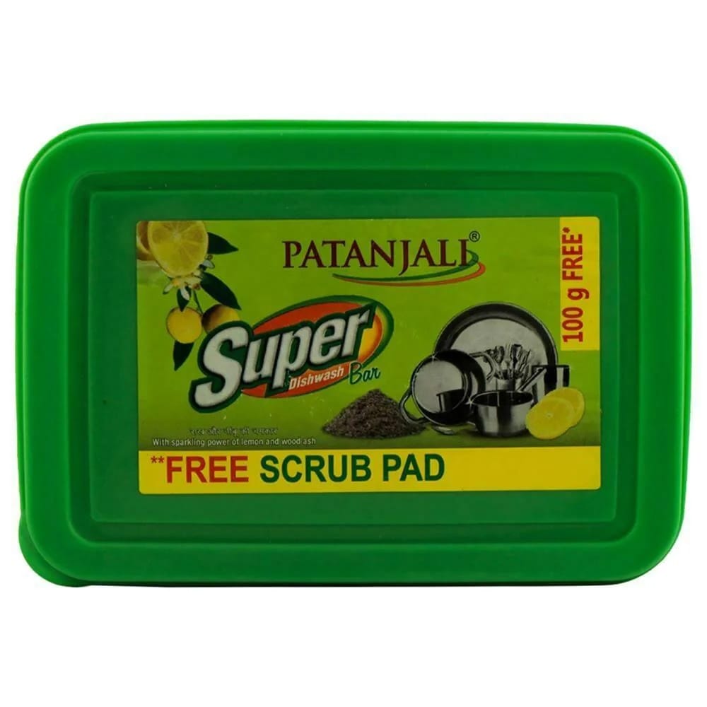 Patanjali Super Dishwash Bars 500+100g Tub + Scrubber Free