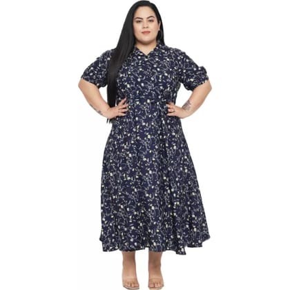 Women's Polyester Fit and Flare Blue Dress Size 8XL (Blue)