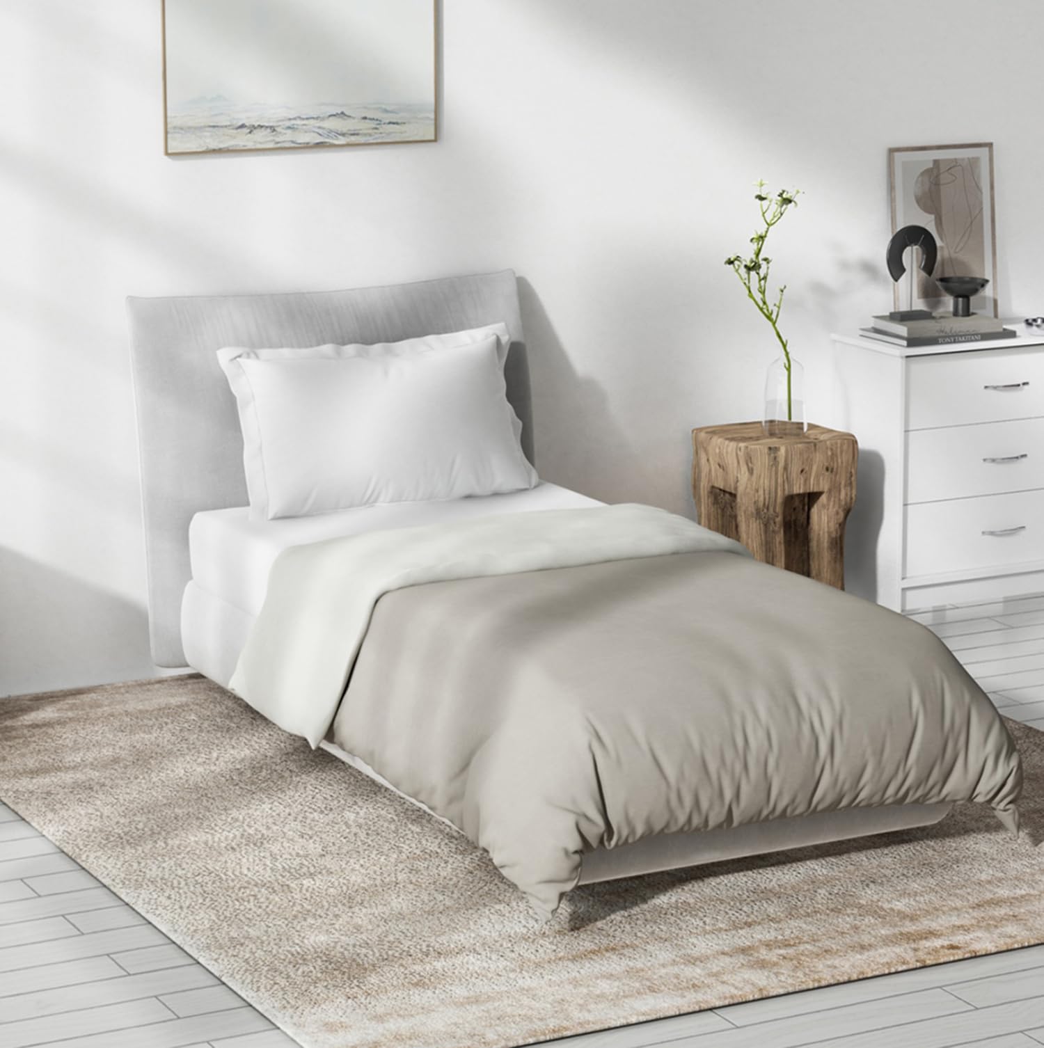 DDECOR - Creme Collection 100% Cotton Plains And Textures Pattern MPOL Single Quilt|152 CM X 229 CM| - Grey