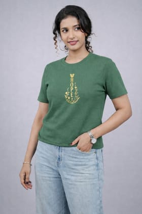 Bottle Green"Hope" Tees for Women